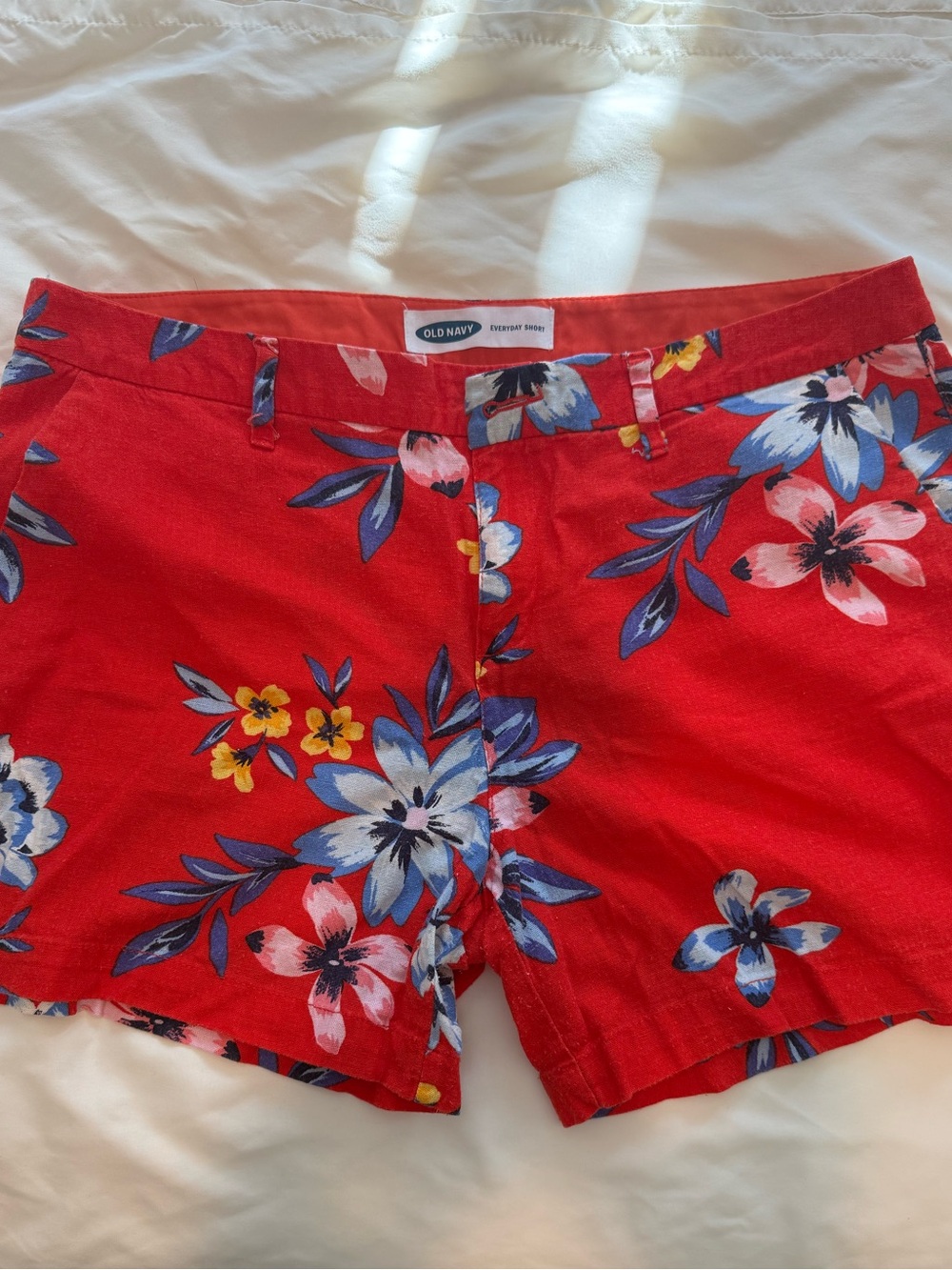 Old Navy Size 12 Orange Floral Tropical Linen Shorts